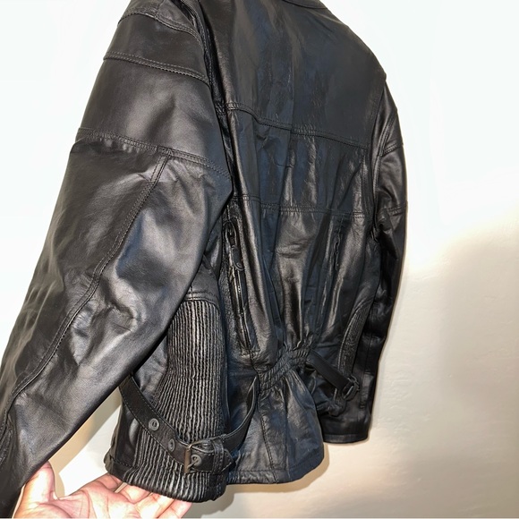 BARNEYS LEATHER. plus size motorcycle leather jacket w/ removable lining - Picture 5 of 10